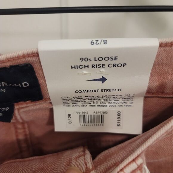 Lucky Brand 90’s Loose High Rise Pink Crop Jeans Size 8 - Picture 7 of 7